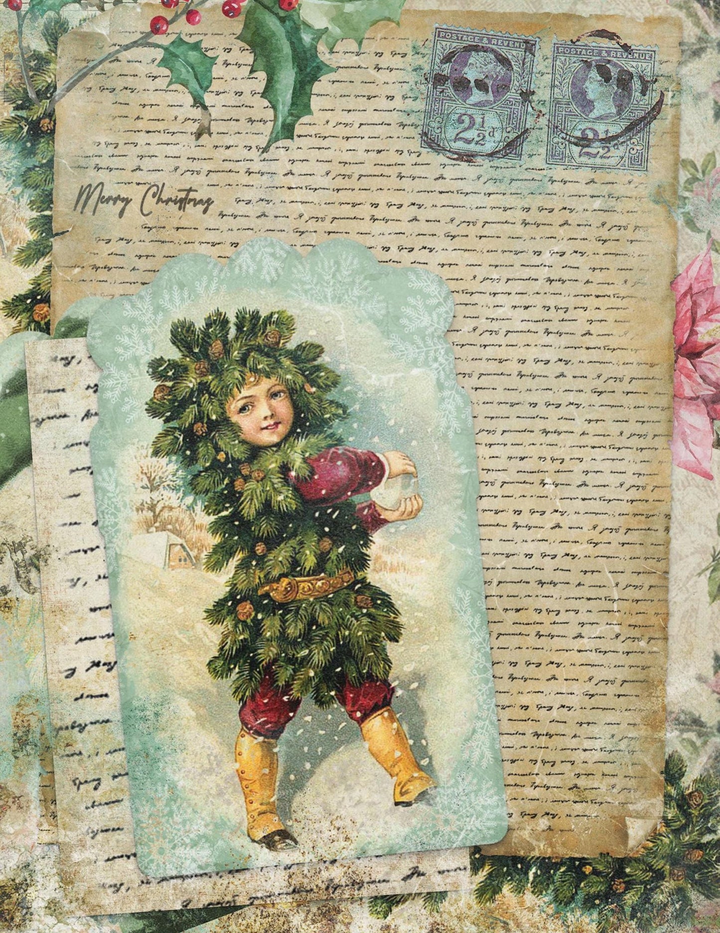 Christmas Collection - Large Decoupage Paper - 6 Size Options - Letter Postcard