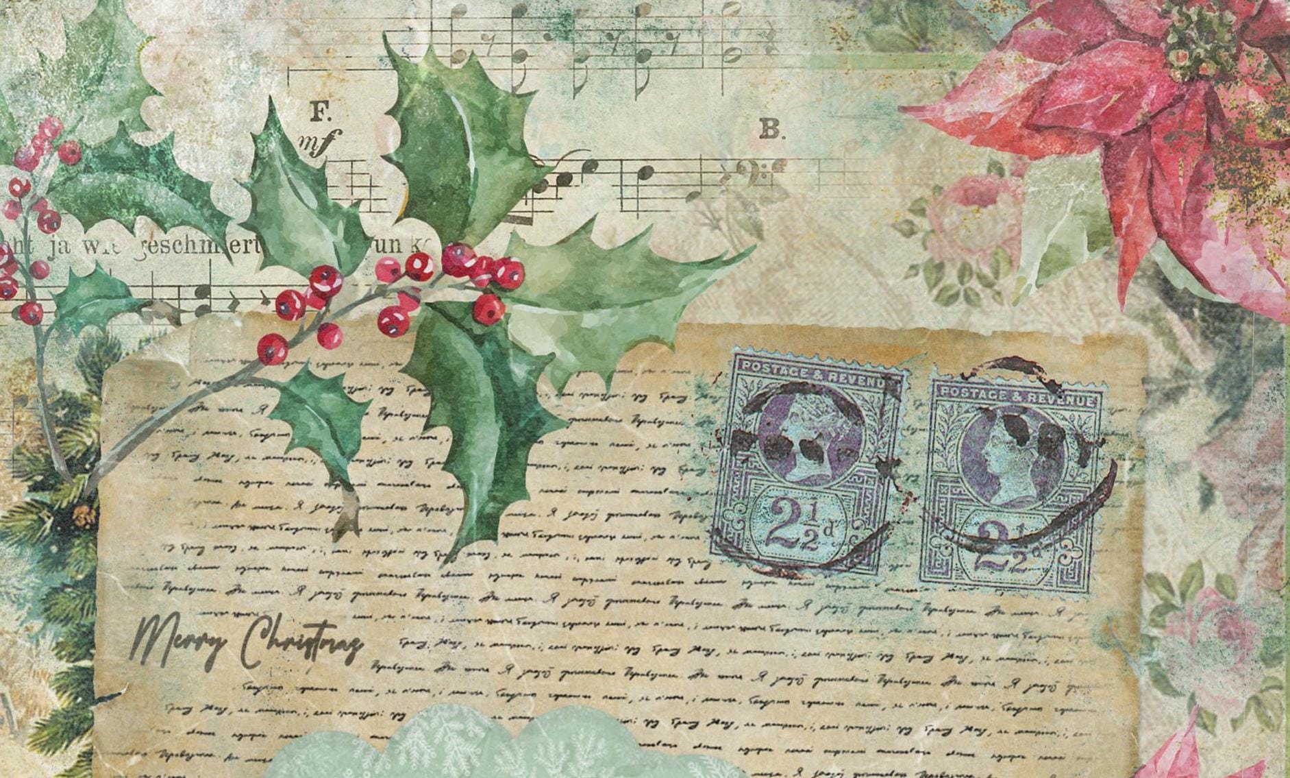 Christmas Collection - Large Decoupage Paper - 6 Size Options - Letter Postcard