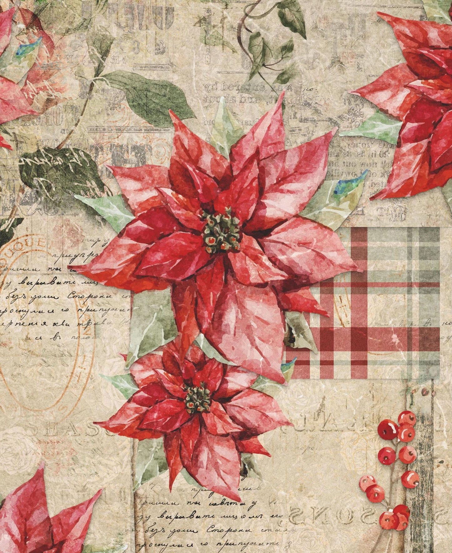 Christmas Collection - Large Decoupage Paper - 6 Size Options - Vintage Decoupage