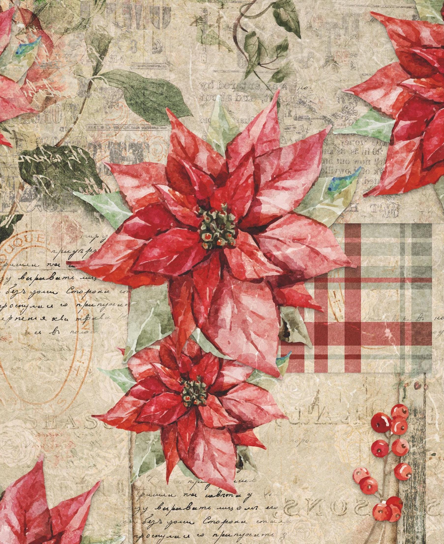 Christmas Collection - Large Decoupage Paper - 6 Size Options - Vintage Decoupage