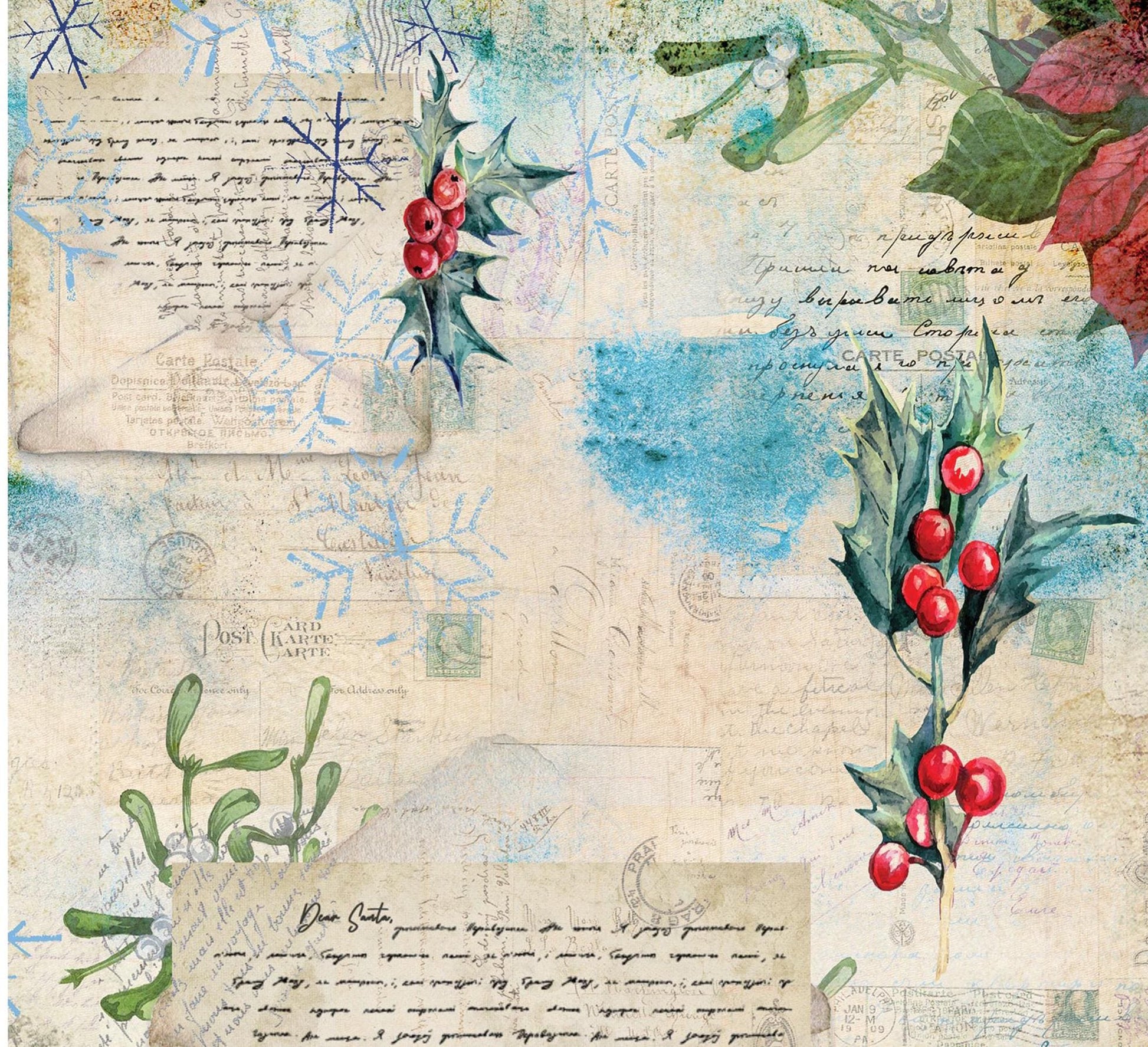 Christmas Collection - Large Decoupage Paper - 6 Size Options - Vintage Decoupage