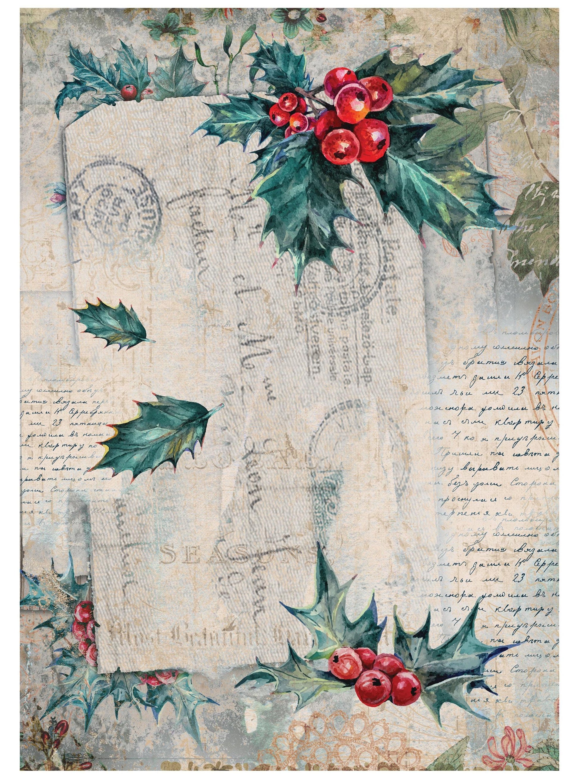 Christmas Collection - Large Decoupage Paper - 6 Size Options - Vintage Decoupage