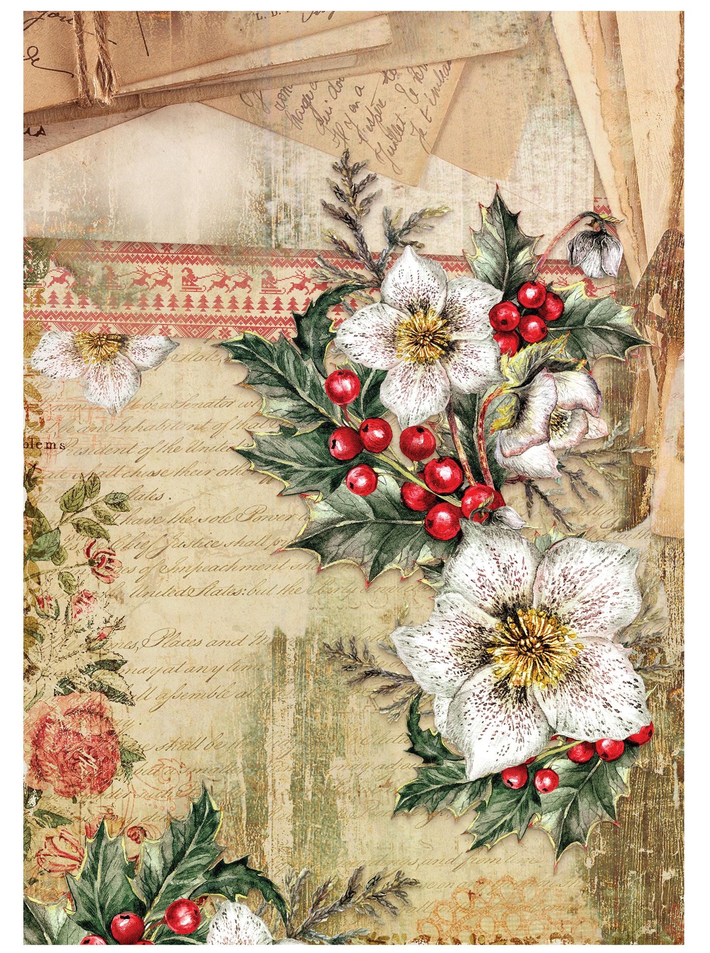 Christmas Collection - Large Decoupage Paper - 6 Size Options - Vintage Decoupage