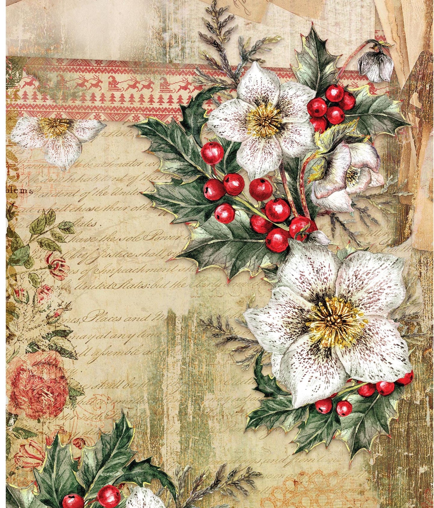 Christmas Collection - Large Decoupage Paper - 6 Size Options - Vintage Decoupage