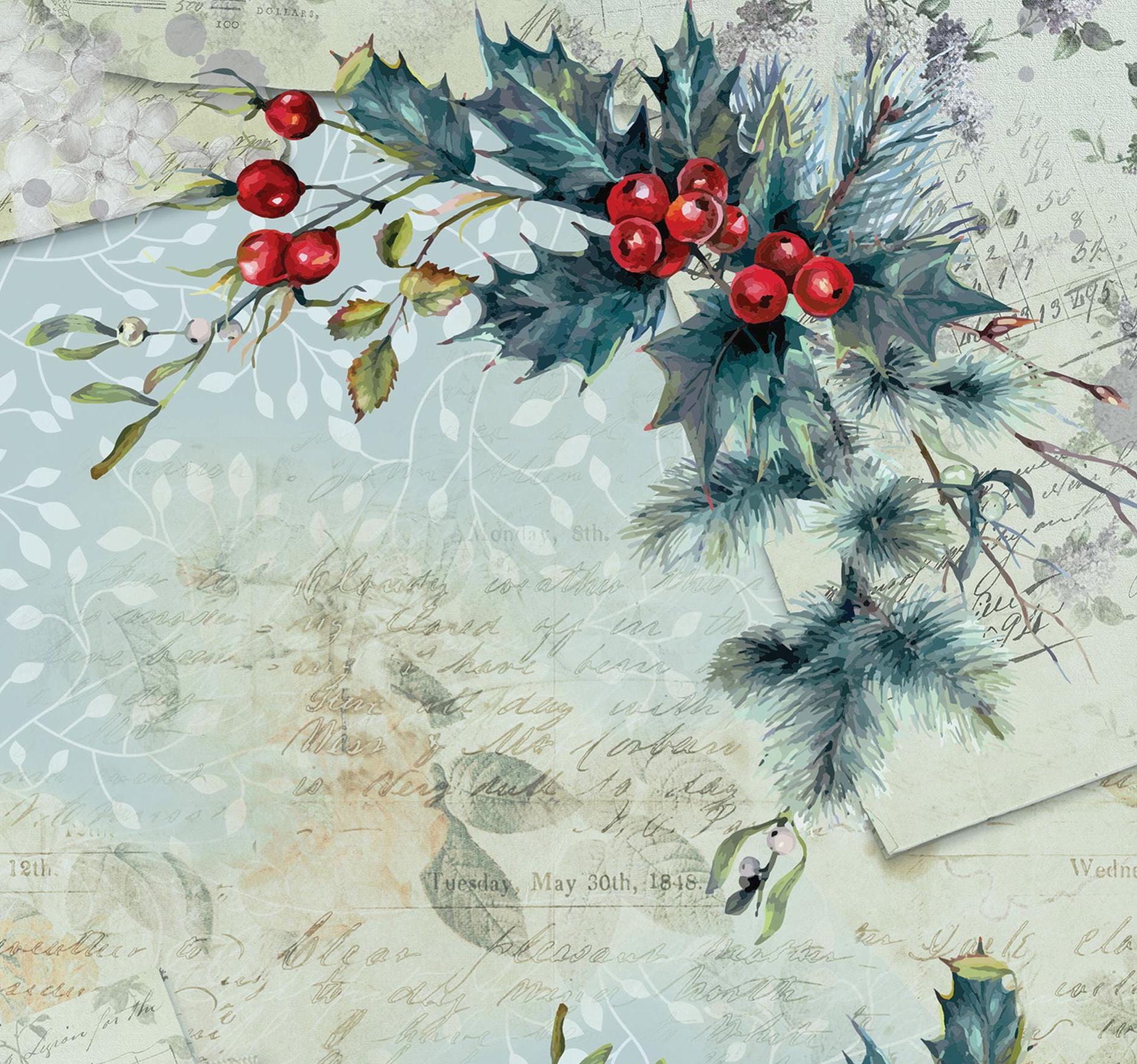 Christmas Collection - Large Decoupage Paper - 6 Size Options - Vintage Decoupage