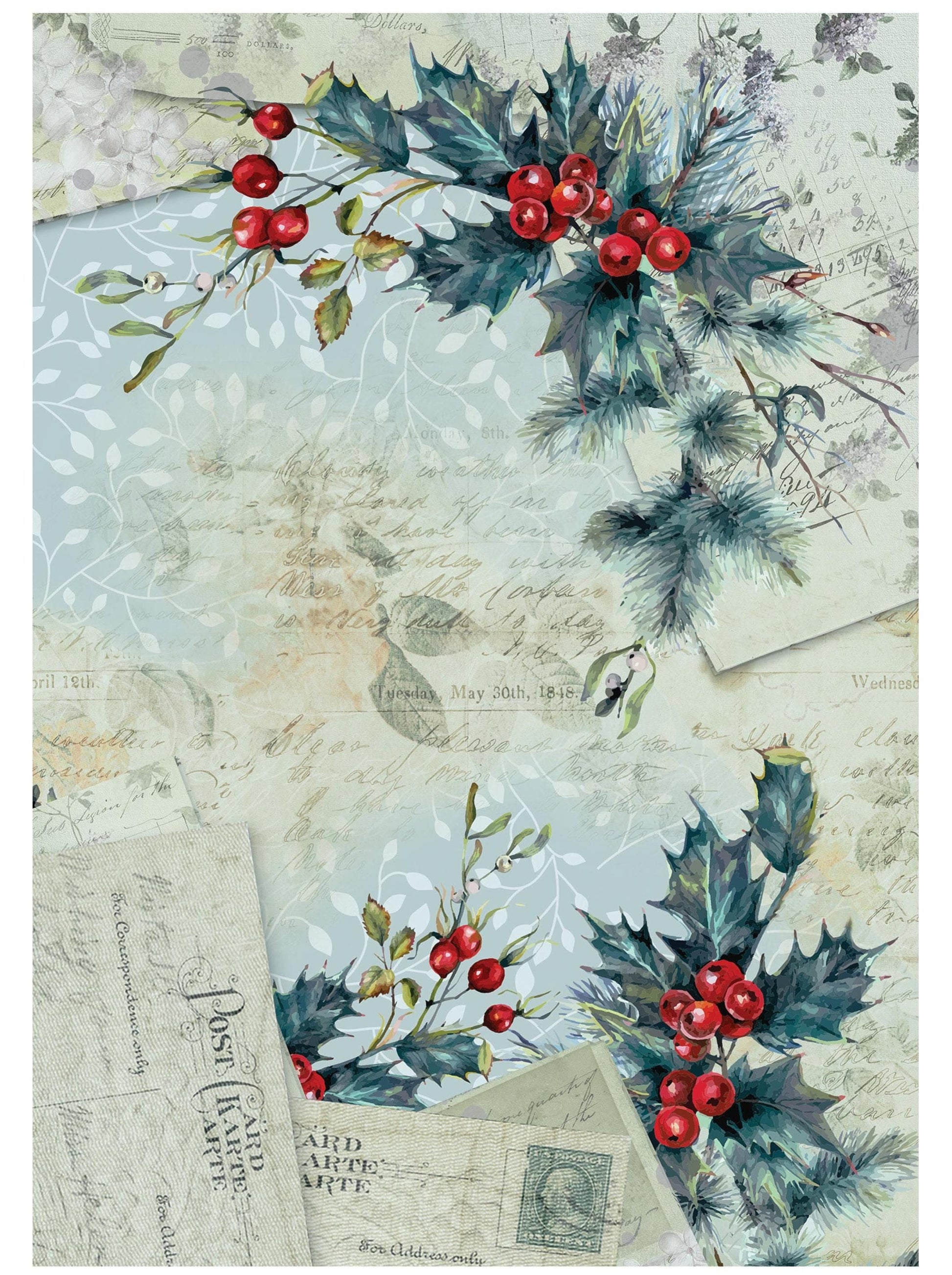 Christmas Collection - Large Decoupage Paper - 6 Size Options - Vintage Decoupage