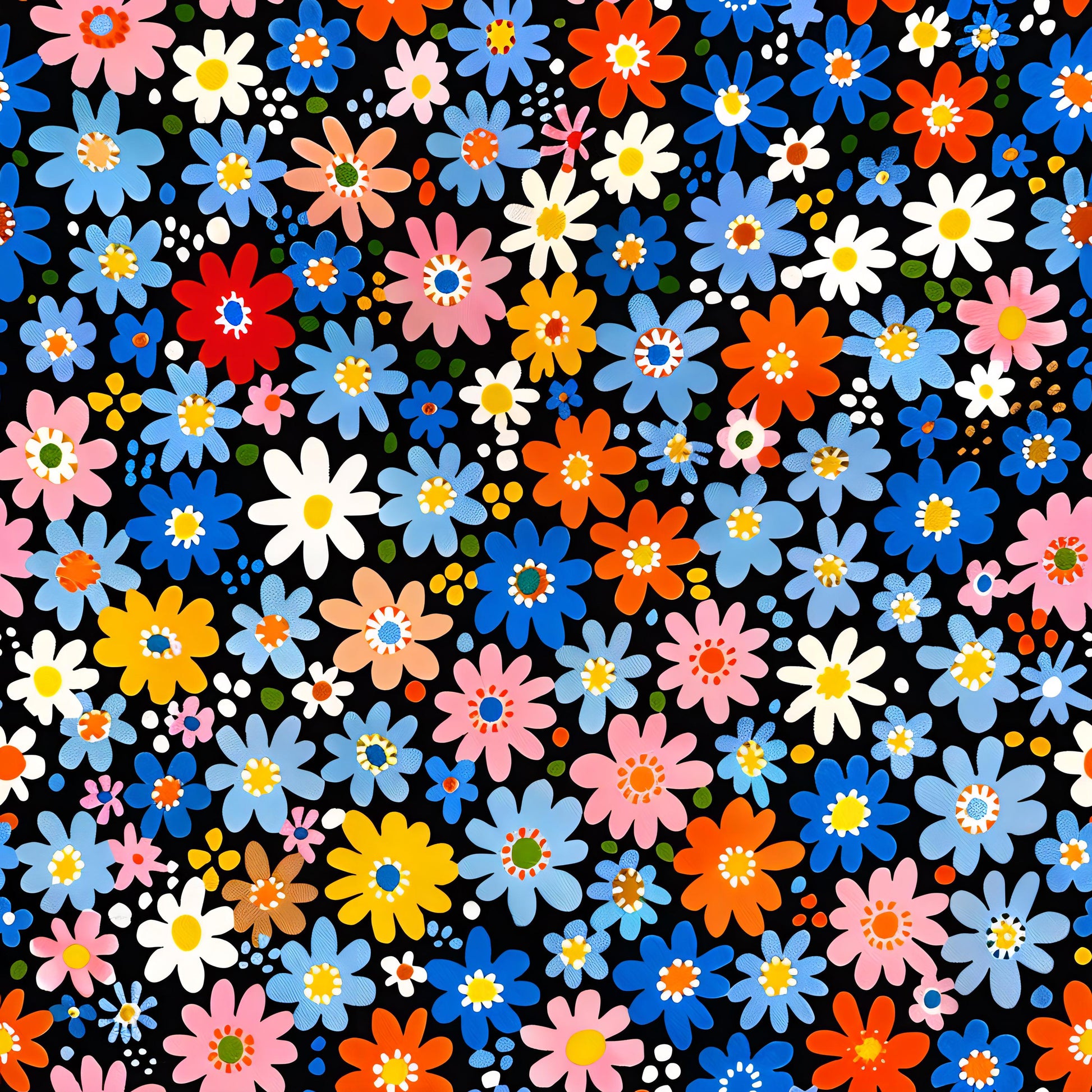 Decoupage Paper - Repeating Pattern - 6 Size Options - Colorful Daisy Collage