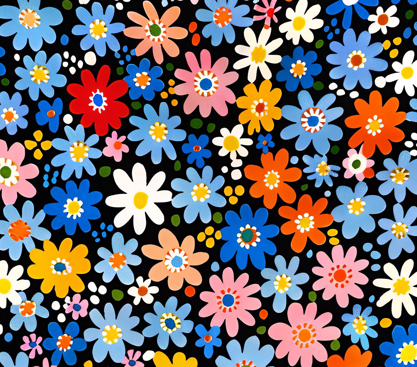 Decoupage Paper - Repeating Pattern - 6 Size Options - Colorful Daisy Collage