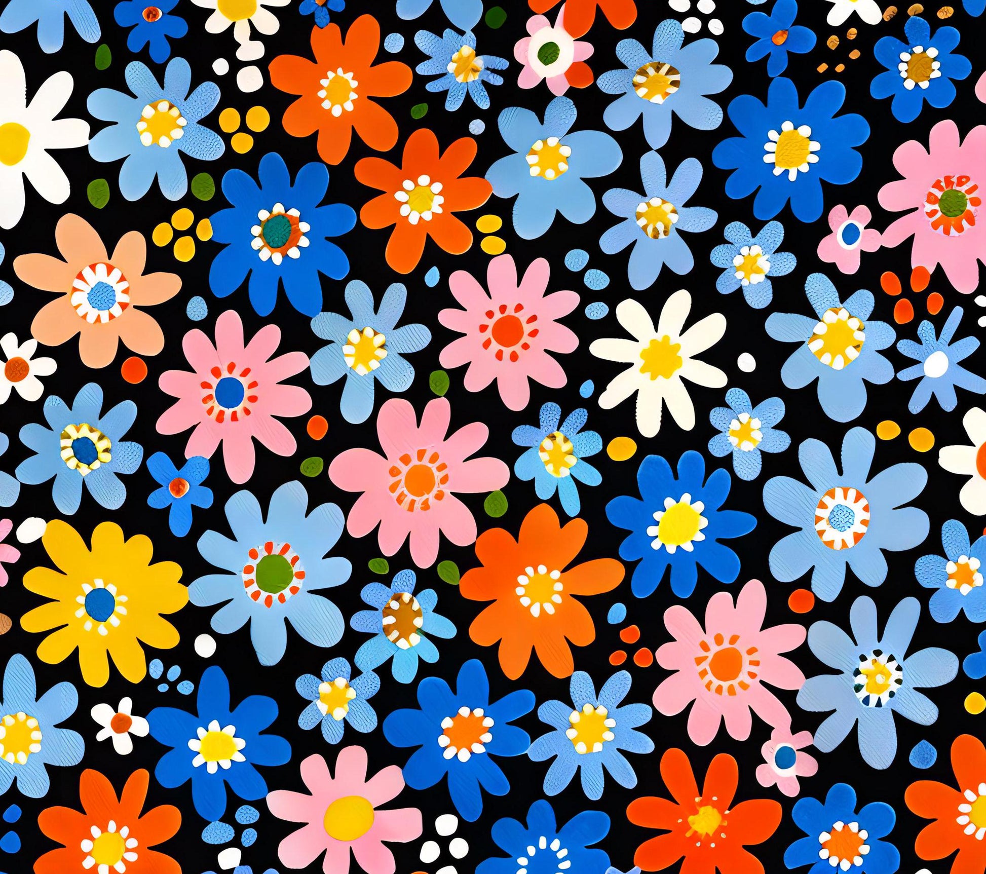 Decoupage Paper - Repeating Pattern - 6 Size Options - Colorful Daisy Collage