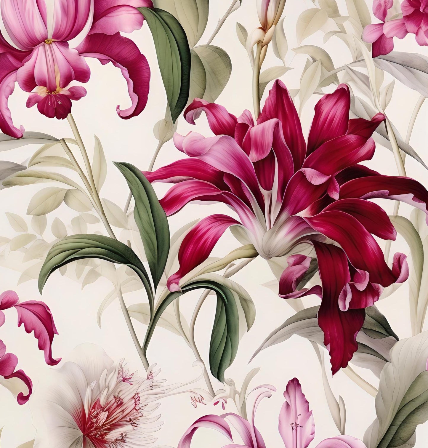 Decoupage Paper - Repeating Pattern - 6 Size Options - Claret Floral