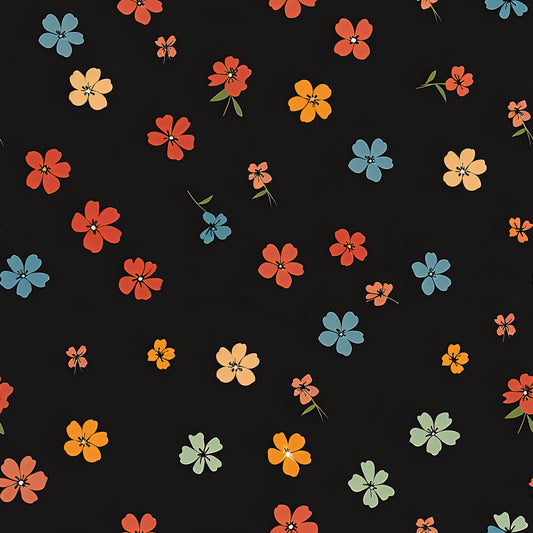 black background floral decoupage paper