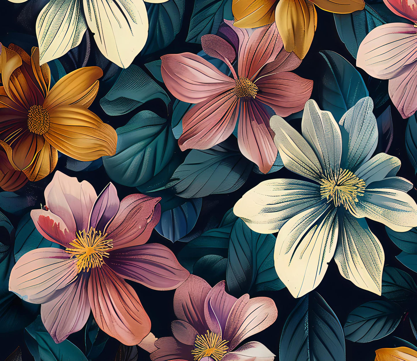 Floral Decoupage Paper - Repeating Pattern - 6 Size Options - Orange - White Lily