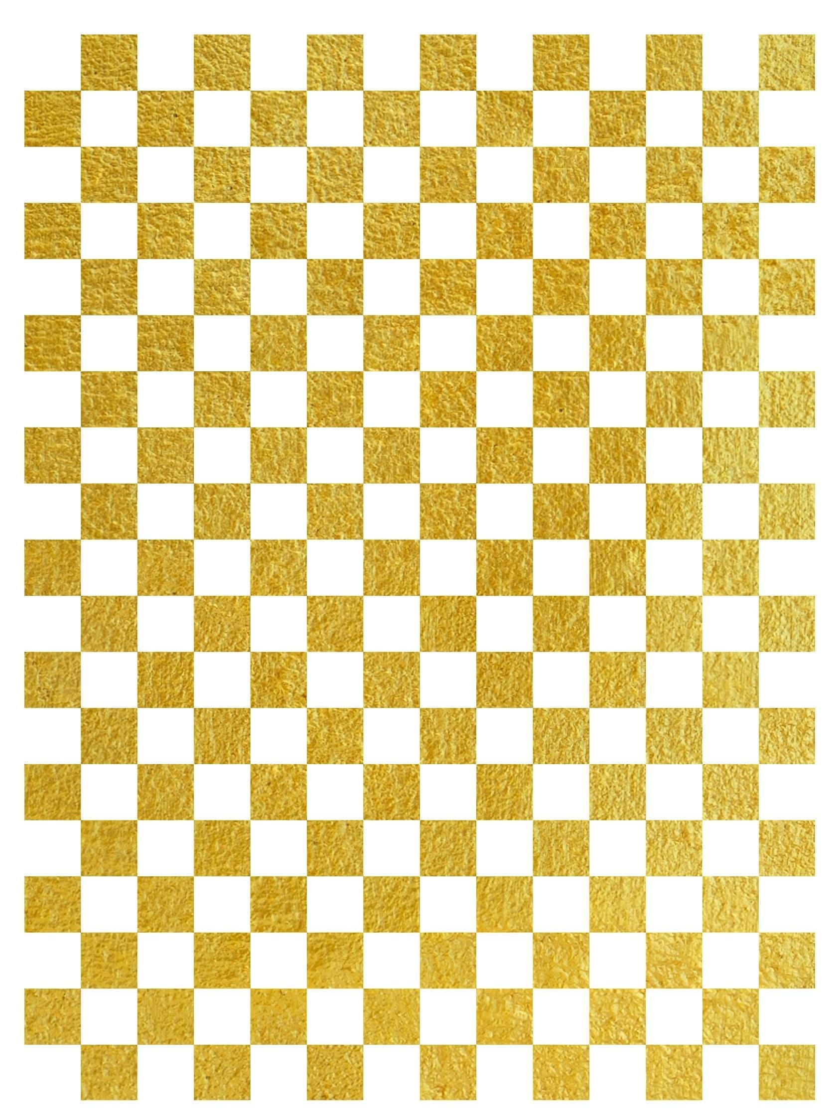 NEW! Gold Metal Leaf Decoupage Paper - A3 Size - Rice Paper with Gold Foil - Checkered Pattern
