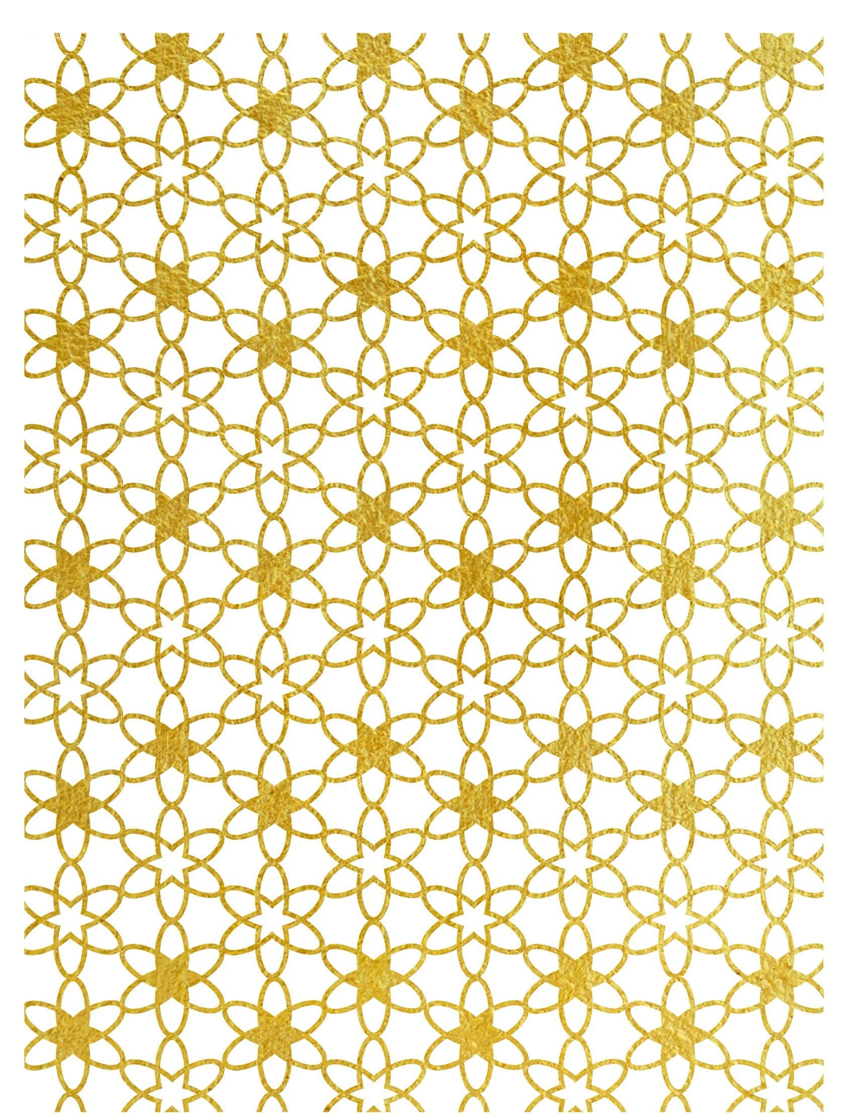 NEW! Gold Metal Leaf Decoupage Paper - A3 Size - Rice Paper with Gold Foil - Checkered Pattern