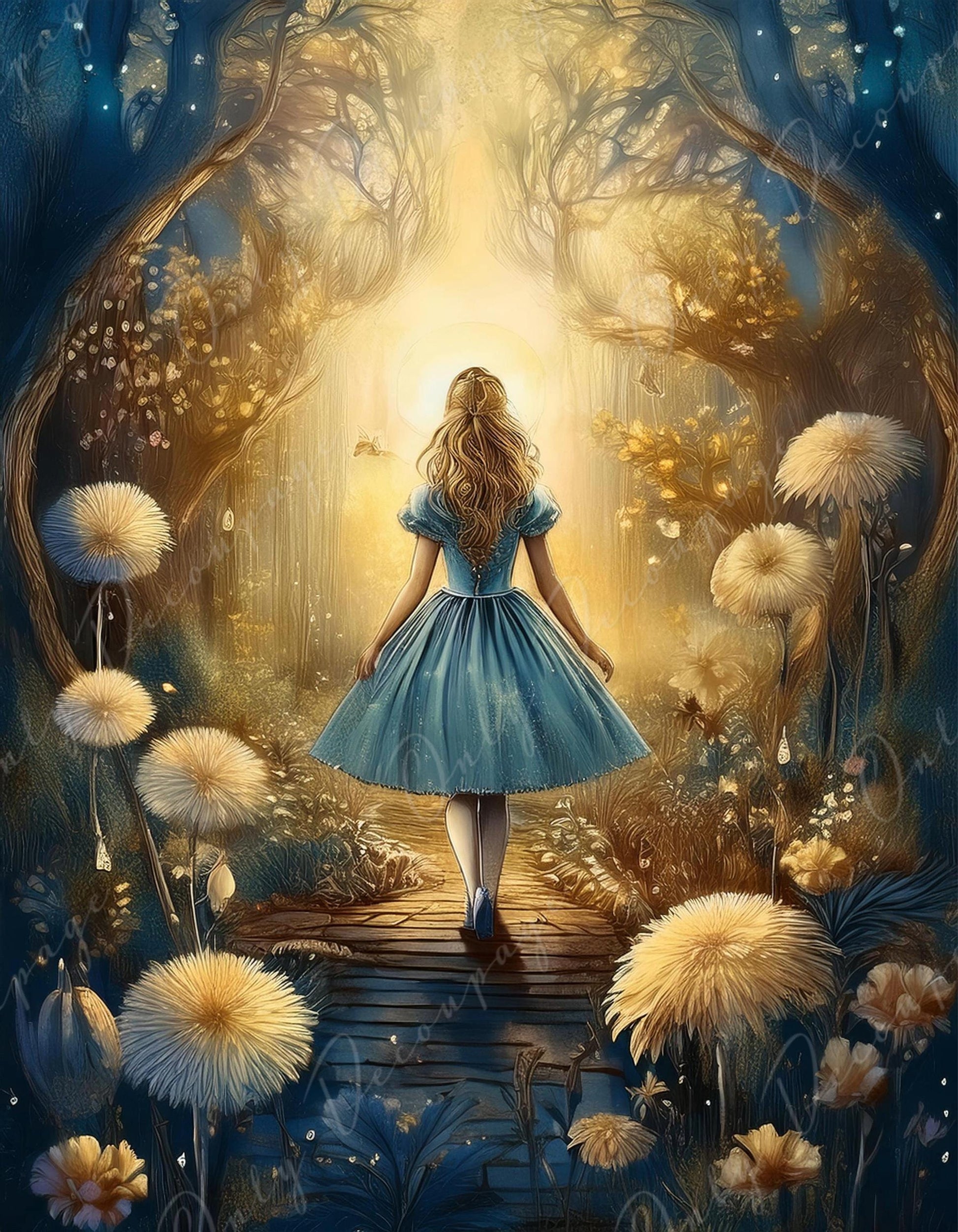 Fairytale Alice - Large Decoupage Paper - 6 Size Options - Golden Hour