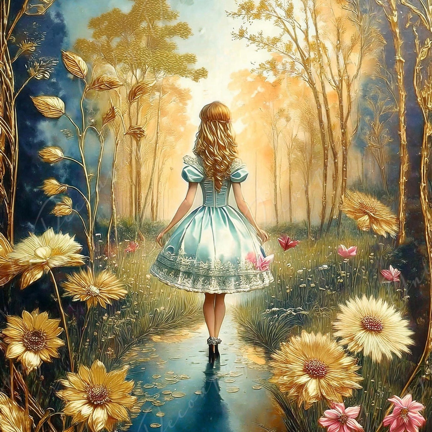 Large Decoupage Paper - Fairytale Alice - 6 Size Options - Golden Hour Flowers