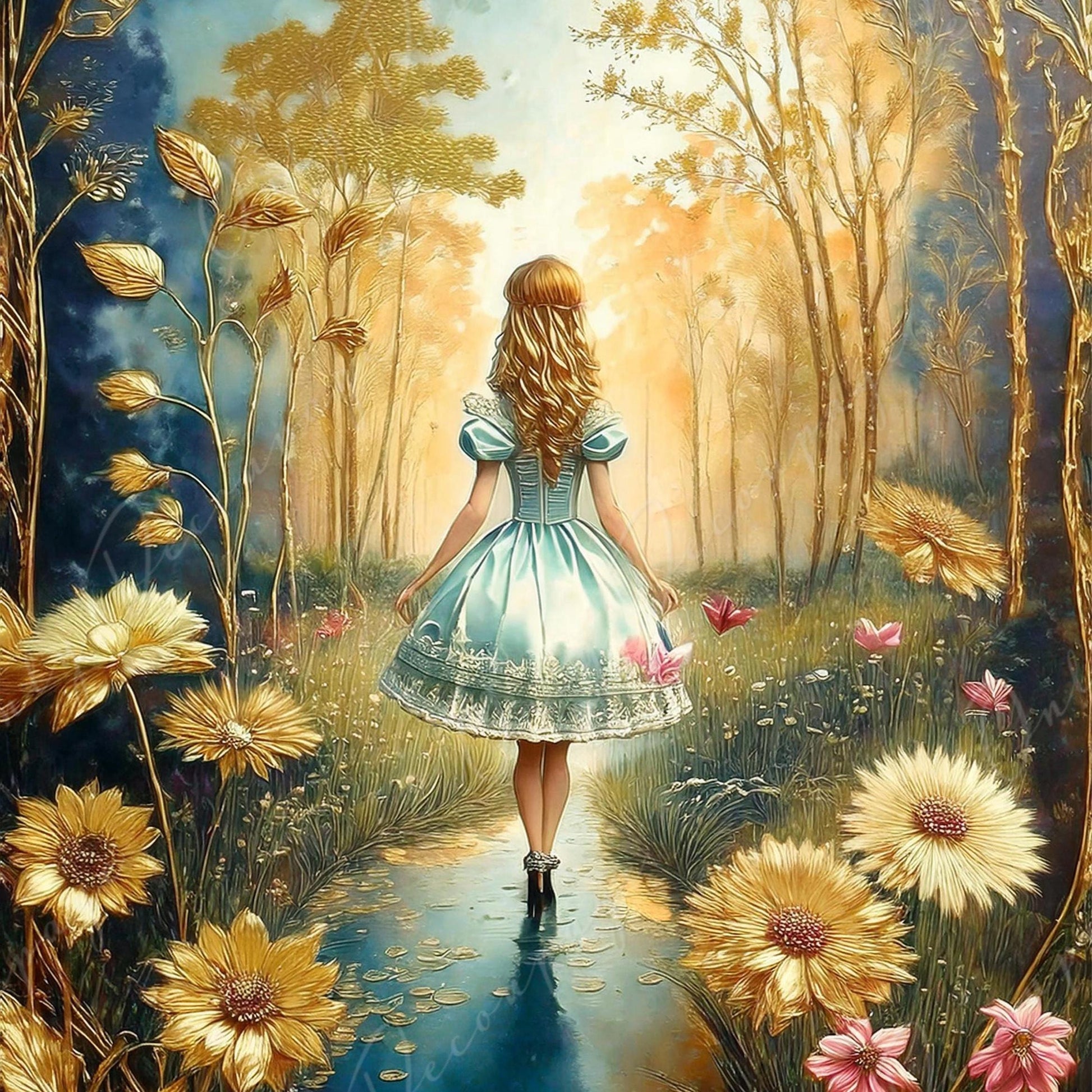 Large Decoupage Paper - Fairytale Alice - 6 Size Options - Golden Hour Flowers