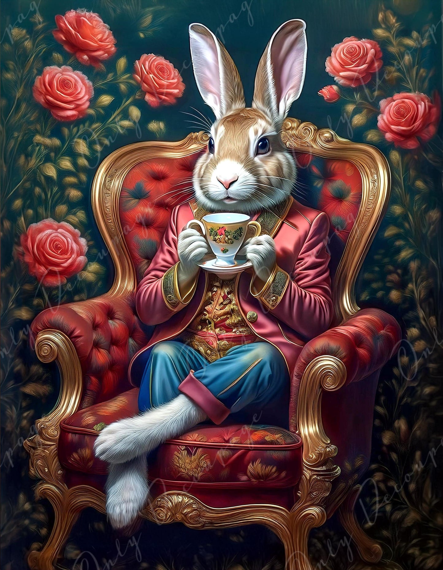 dressed rabbit decoupage paper