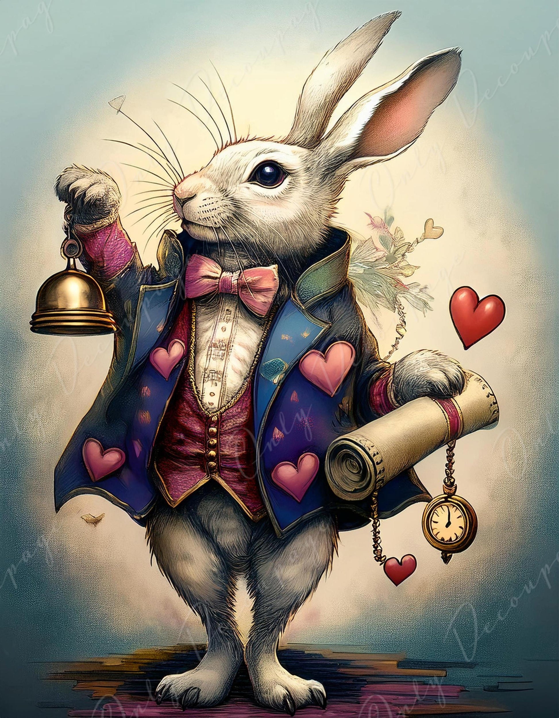 Fairytale Alice - Large Decoupage Paper - 6 Size Options - White Rabbit