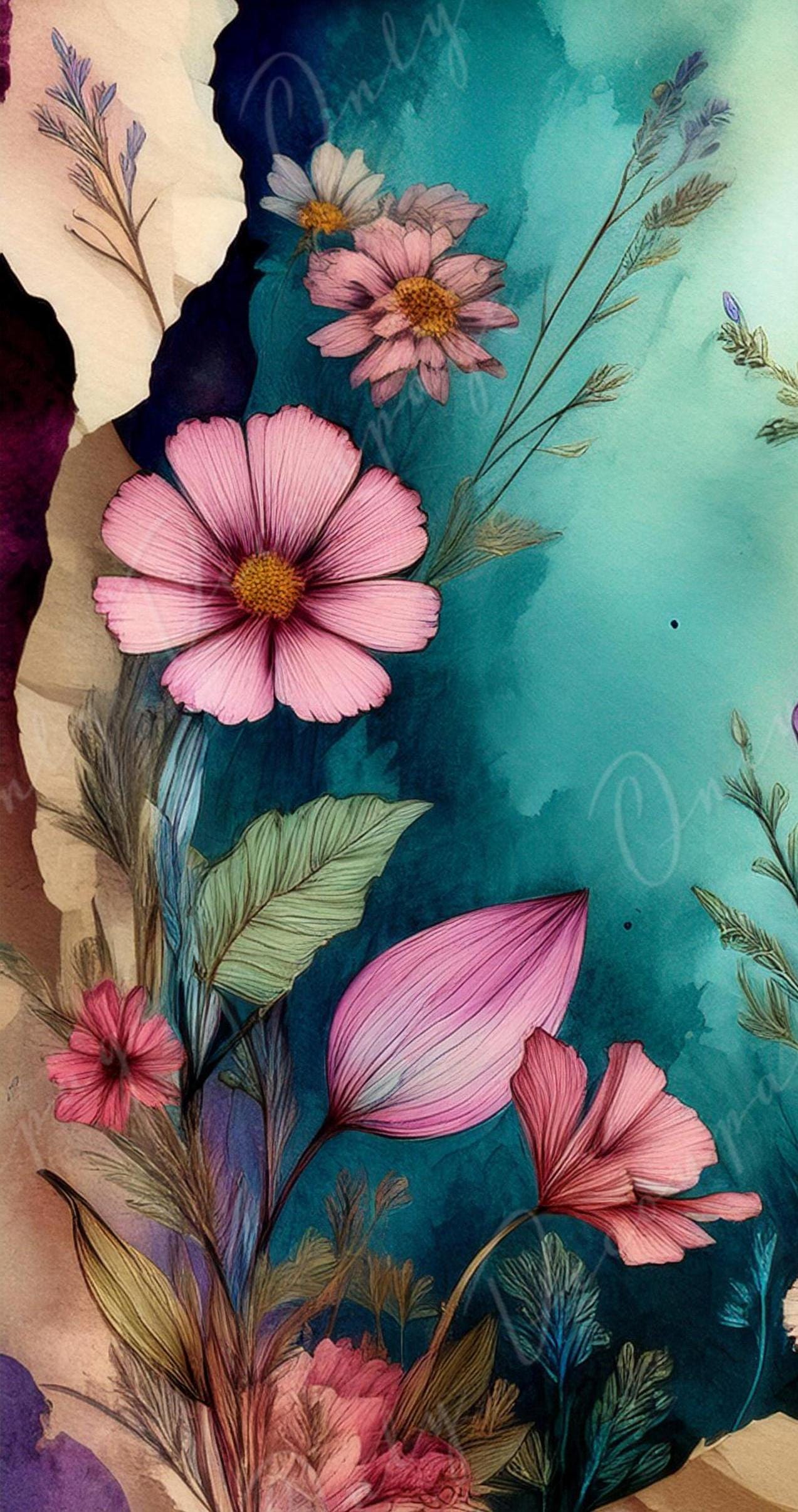 Fairytale Alice - Large Decoupage Paper - 6 Size Options - Floral Wonderland