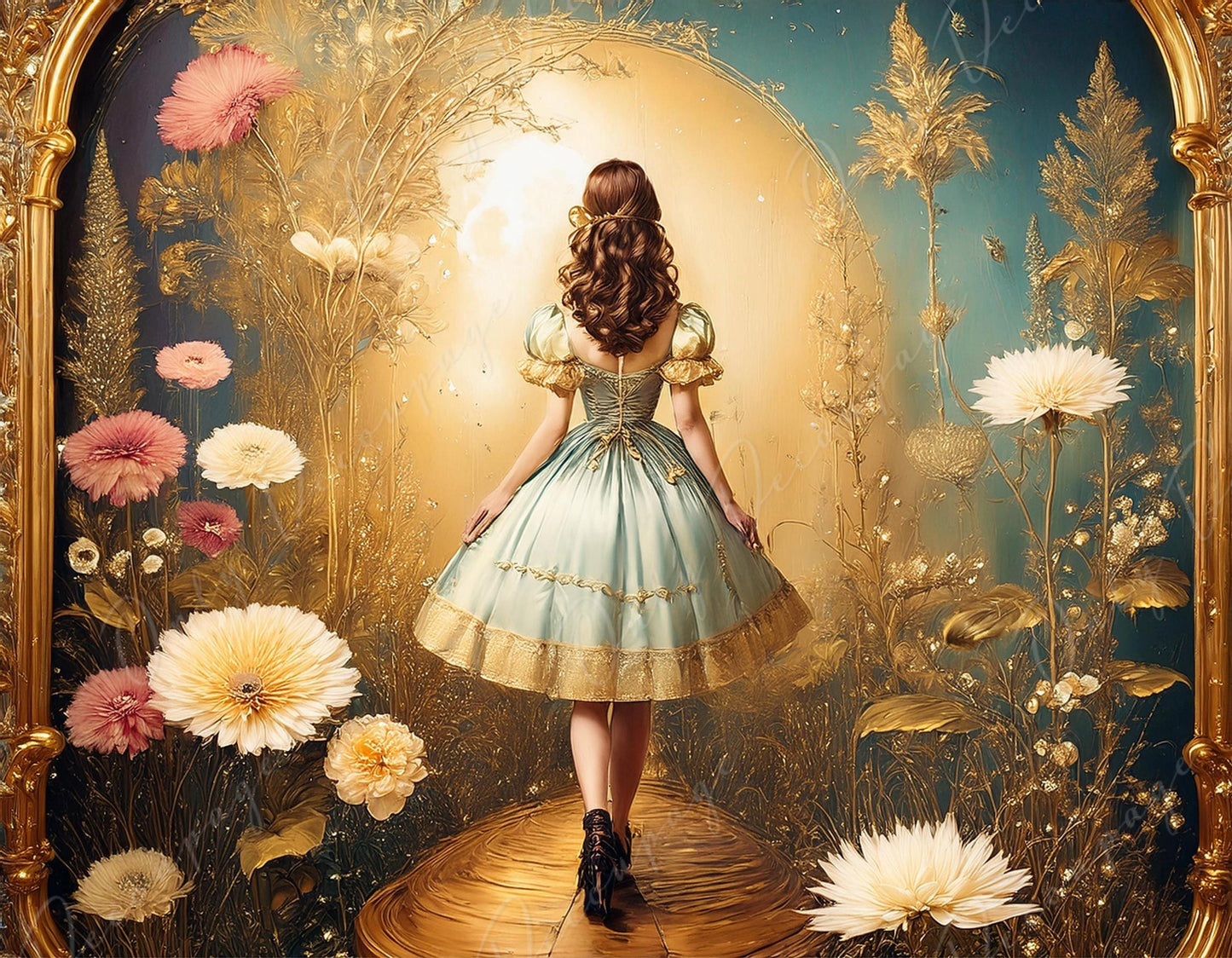 Large Decoupage Paper - Fairytale Alice - 6 Size Options - Golden Hour Wonderland