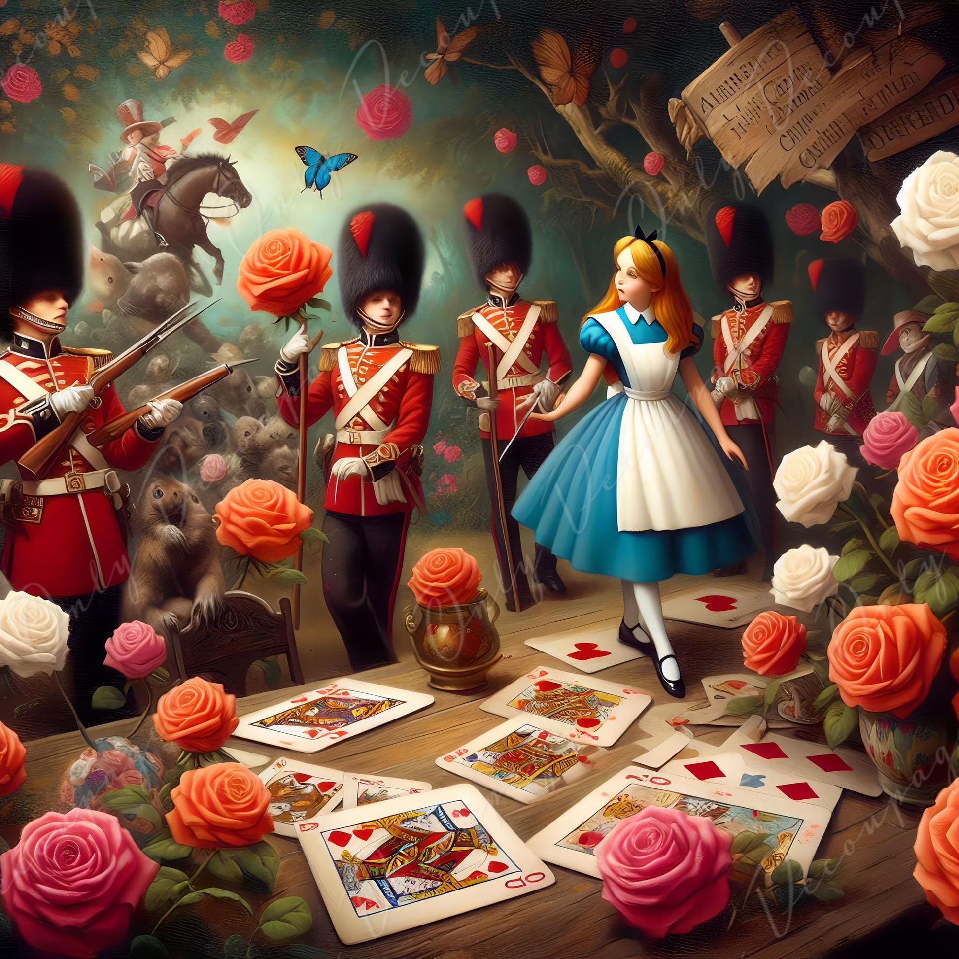 alice in wonderland decoupage paper