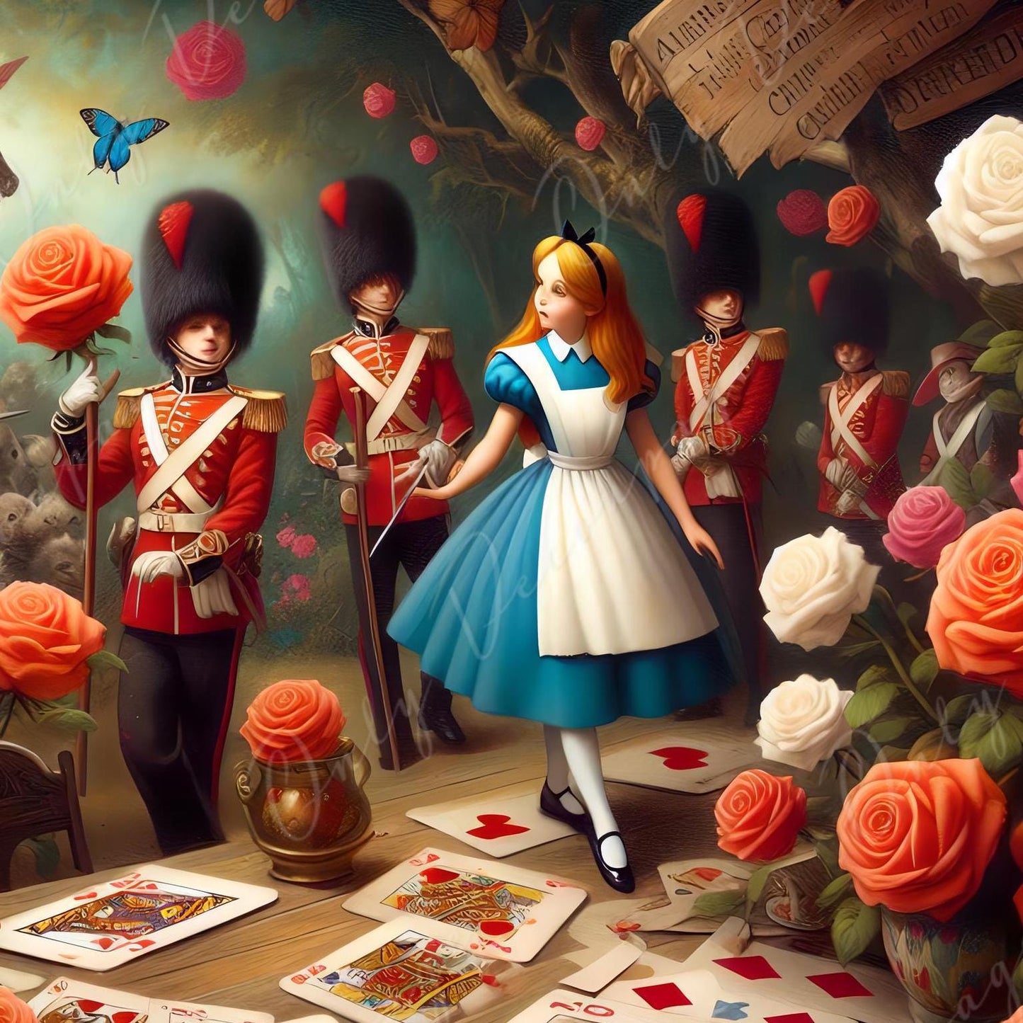 Fairytale Alice - 6 Size Options - Large Decoupage Paper - Playing Cards