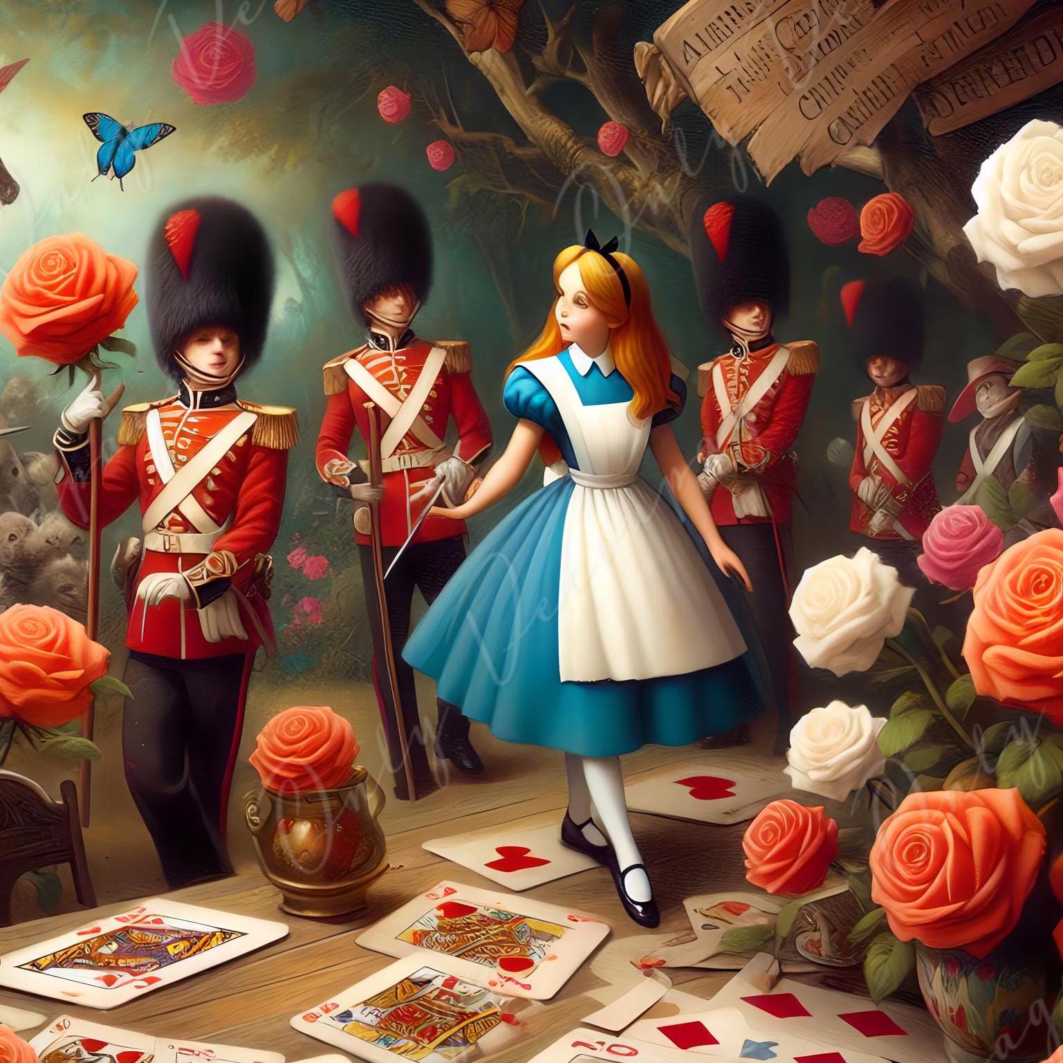 Fairytale Alice - 6 Size Options - Large Decoupage Paper - Playing Cards