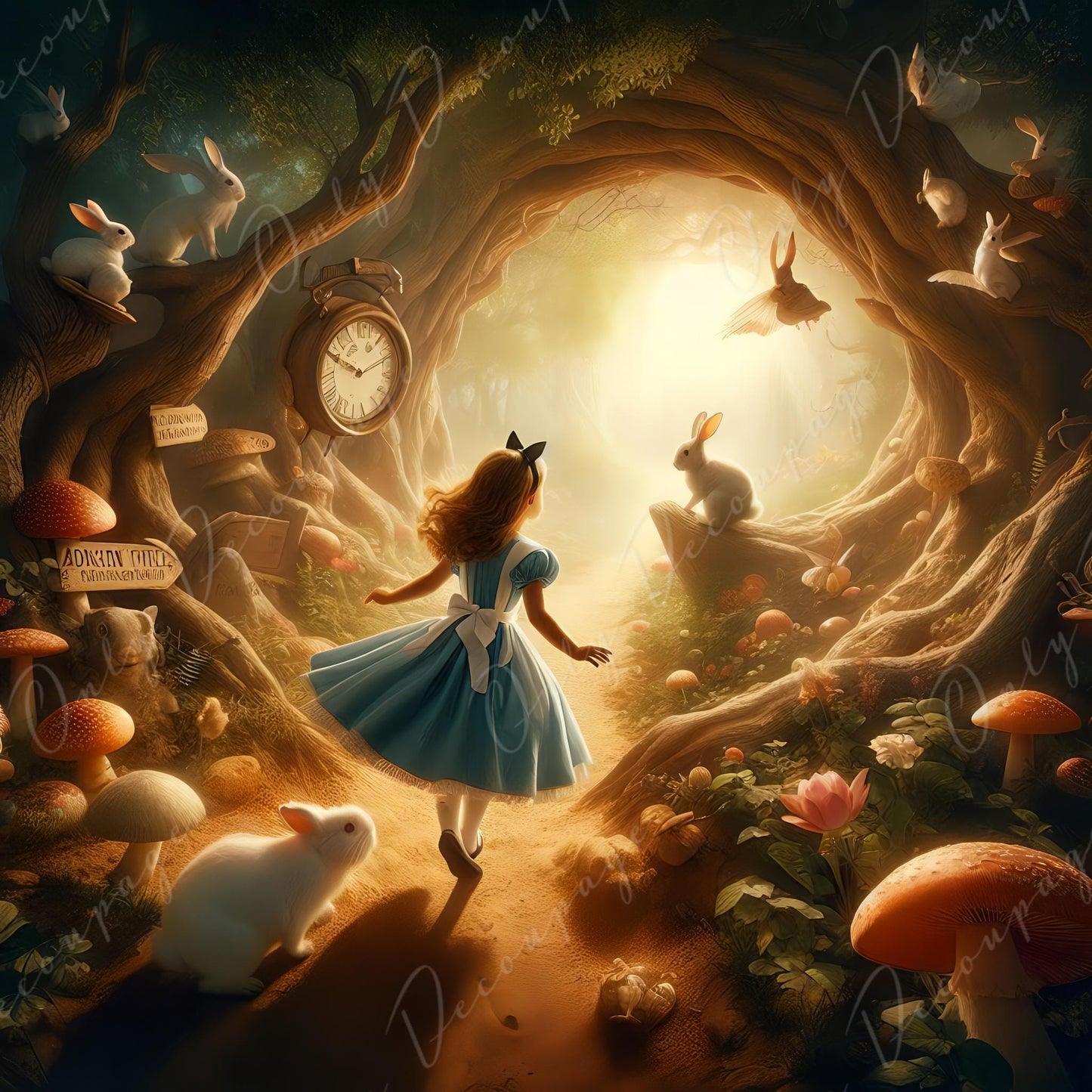 Fairytale Alice - 6 Size Options - Large Decoupage Paper - Rabbit Hole