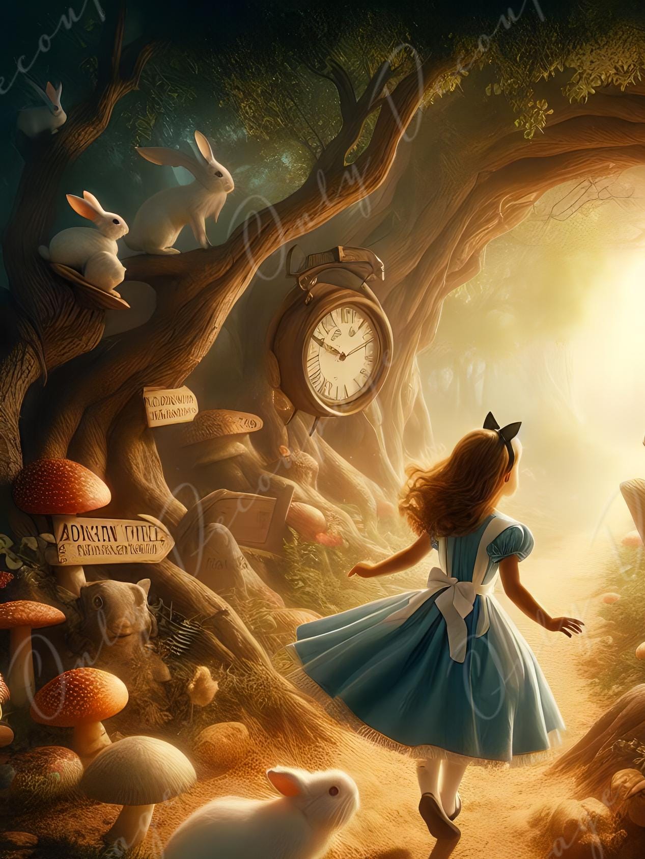 Fairytale Alice - 6 Size Options - Large Decoupage Paper - Rabbit Hole