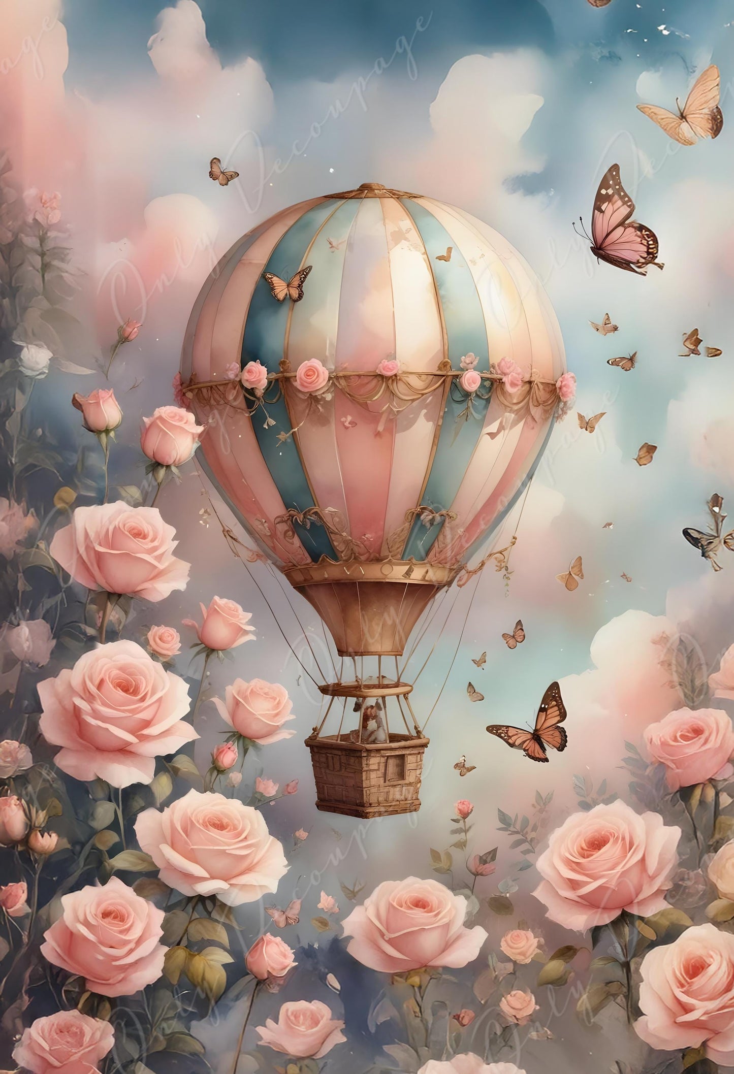 pinky airballoon decoupage paper