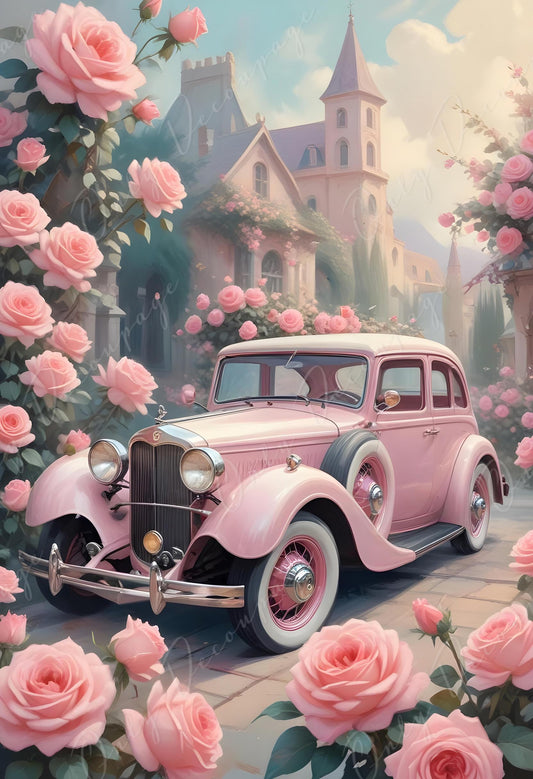 classic car decoupage paper