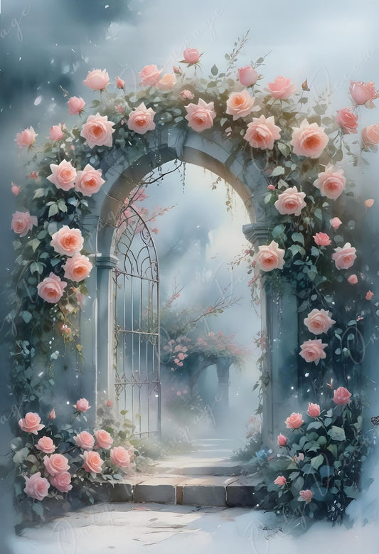 garden gate with flowers