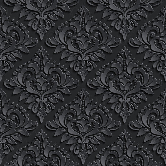 Dark Decoupage Paper - Repeating Damask Pattern - 2 Size Options - Black Shade