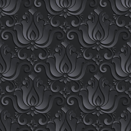 Dark Decoupage Paper - Repeating Damask Pattern - Black Shade