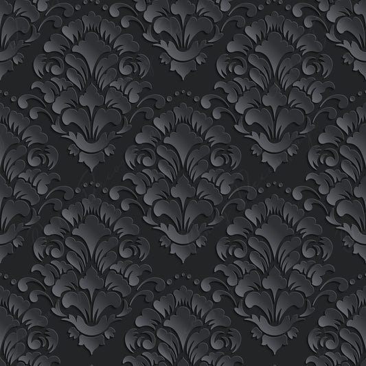 Dark Decoupage Paper - Repeating Damask Pattern - Black Shade