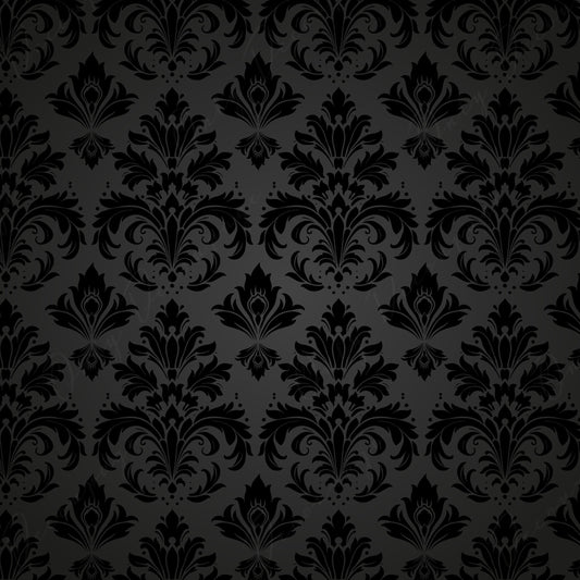 Dark Decoupage Paper - Repeating Damask Pattern - Black Shade