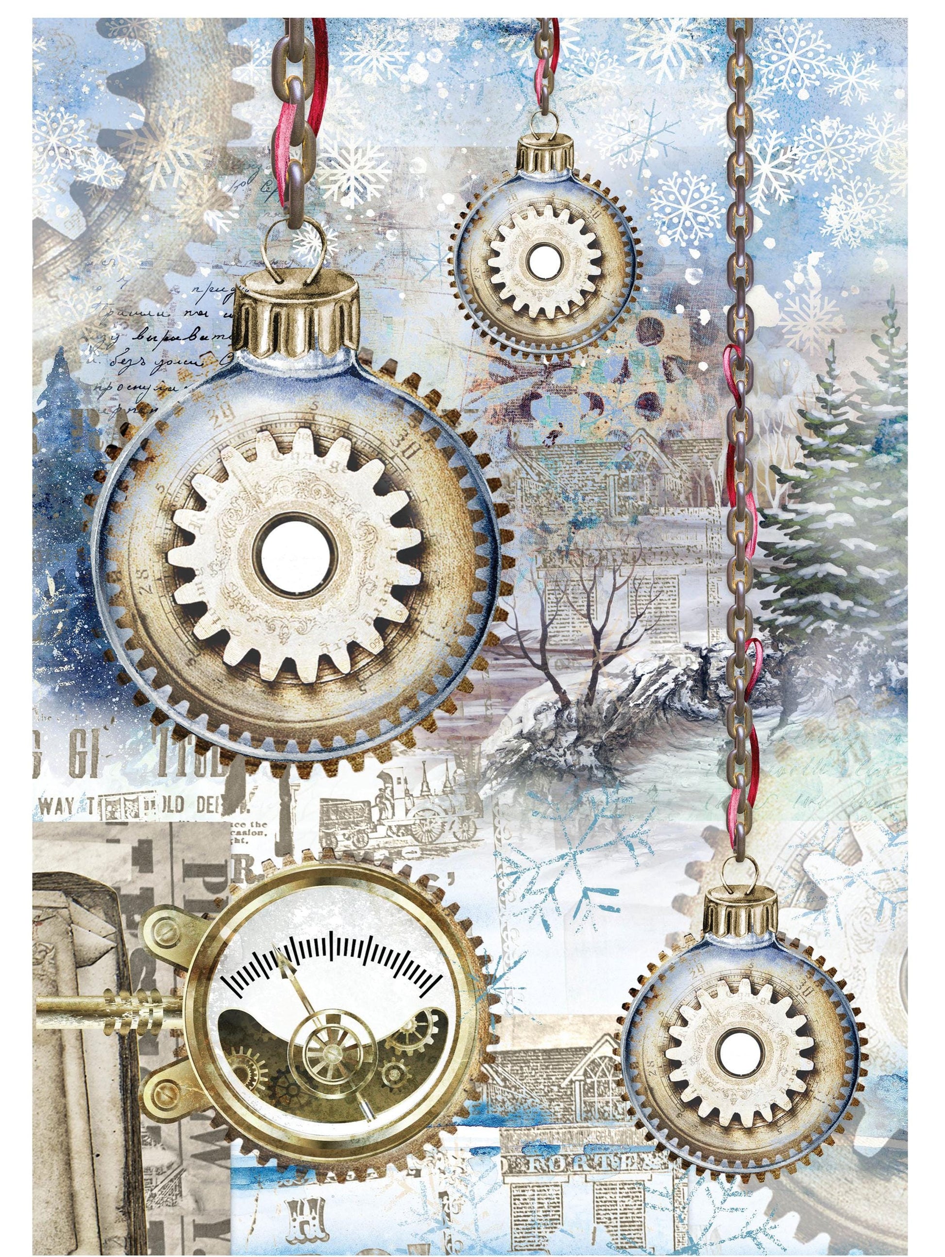 Large Decoupage Paper - Christmas Collection - Snow - 6 Size Options