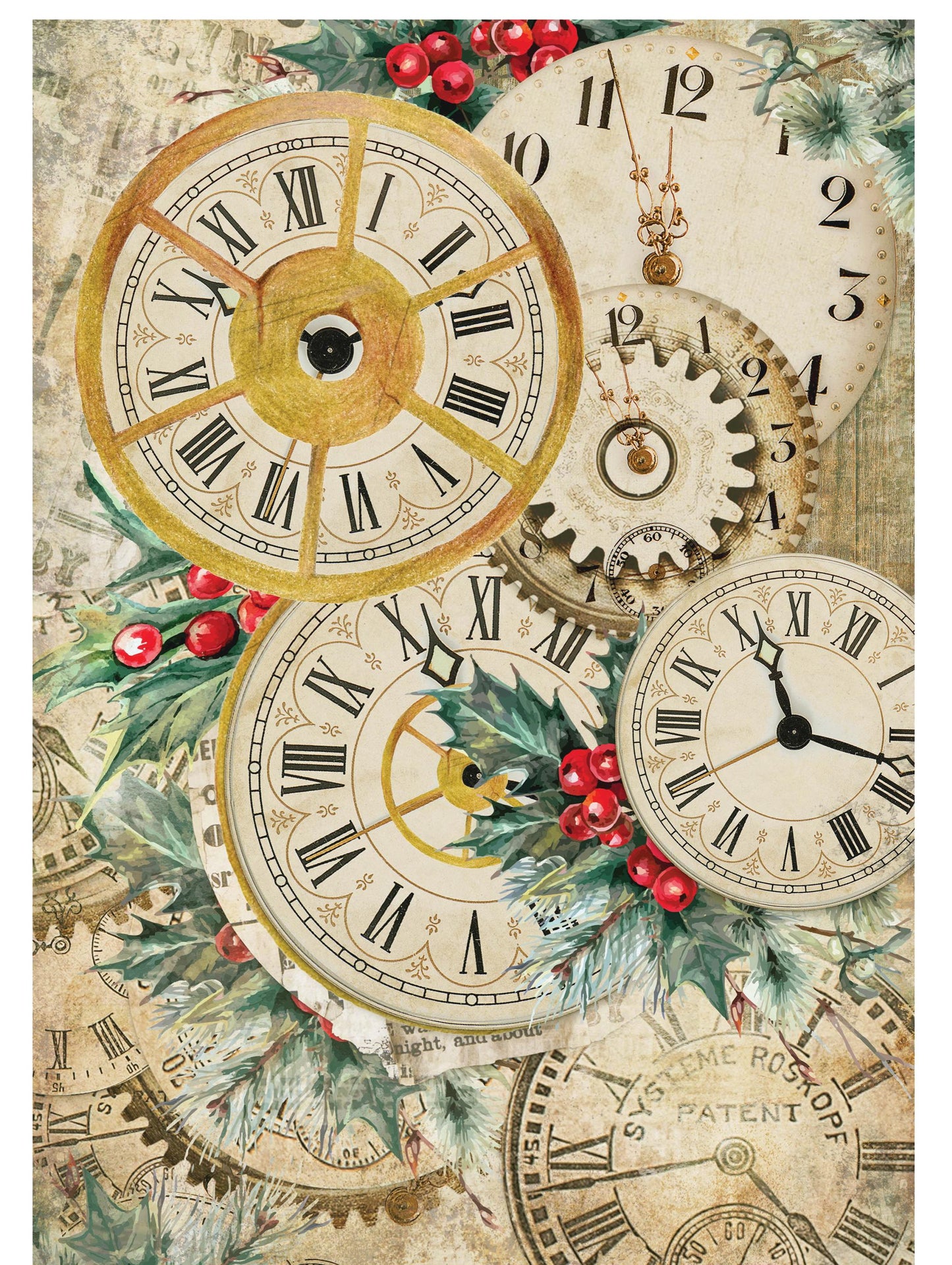 christmas clock decoupage