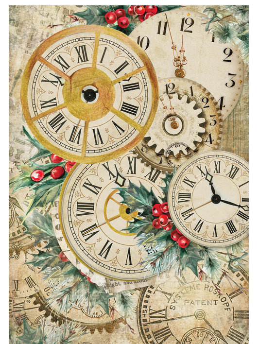 christmas clock decoupage