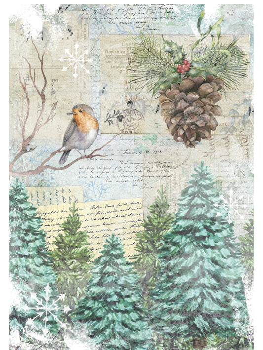 bird christmas decoupage paper