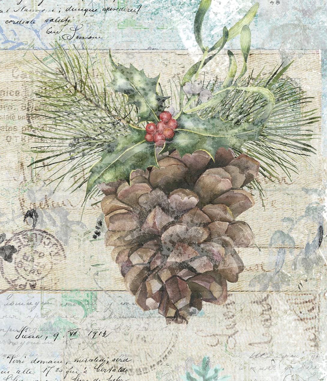 Large Decoupage Paper - Christmas Collection - Bird - Cone - 6 Size Options