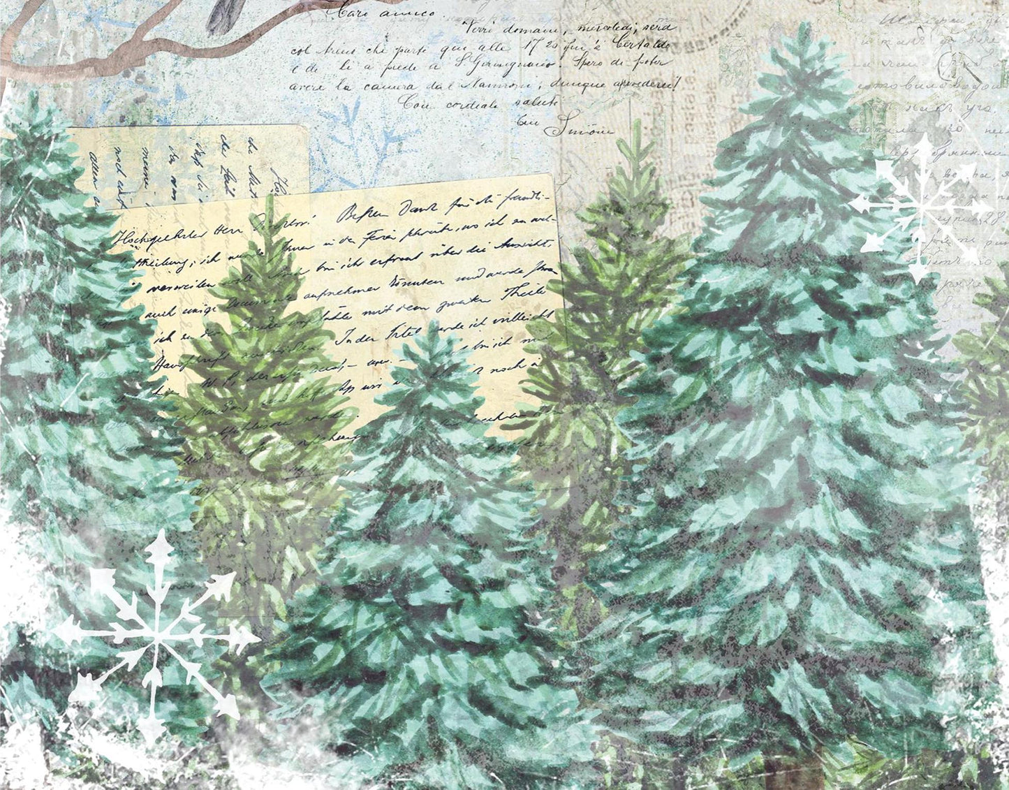 Large Decoupage Paper - Christmas Collection - Bird - Cone - 6 Size Options