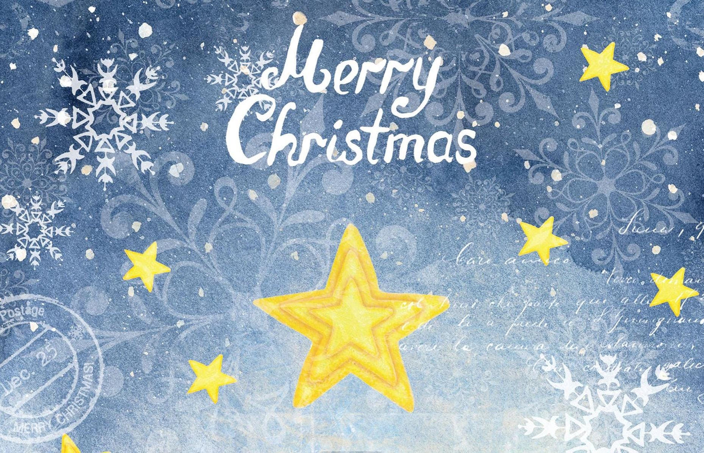Large Decoupage Paper - Christmas Collection - Merry Christmas - 6 Size Options - Yellow Stars - Snow Globe