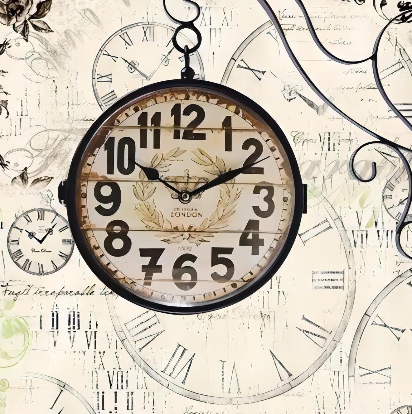 Clock - Decorative Decoupage Paper - for Furniture - Large Size Options [ Green Brown White ]