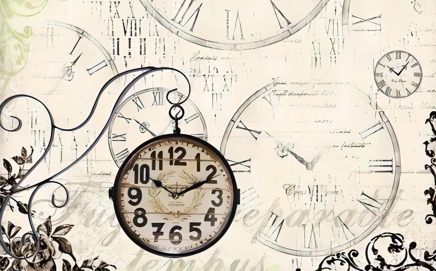 Clock - Decorative Decoupage Paper - for Furniture - Large Size Options [ Green Brown White ]