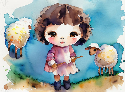 Large Decoupage Paper for Furniture - 6 Size Options - White Sheep - Watercolor