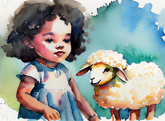 Farm Life - Large Decoupage Paper for Furniture - 6 Size Options - White Sheep - Watercolor