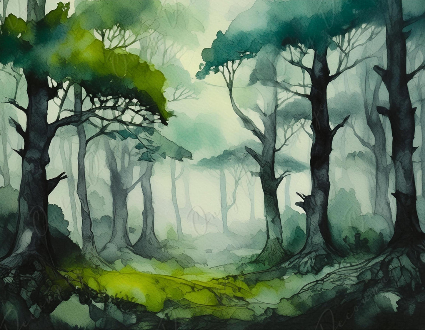 Large Decoupage Paper for Furniture - 6 Size Options - Green Misty Forest