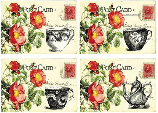Vintage Pattern - Decorative Decoupage Paper - for Furniture - Big Size Options [ Red Green Yellow Black ]